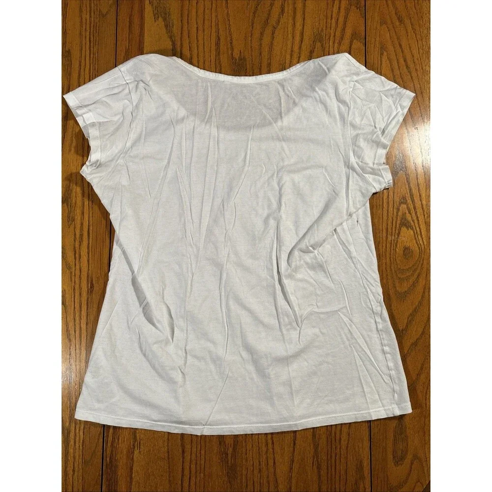 GUESS Be You Tiful White Shirt (Women's Size XL) Pink Rose • Beautiful - Picture 4 of 5